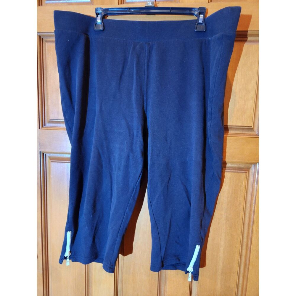Belle by Kim Gravel Navy Capri Pants with Zippers at the Calf Women's Size 1X